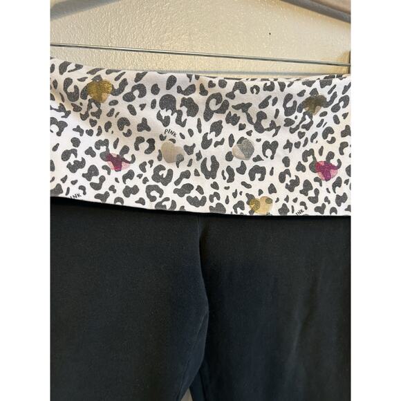 Y2K Victoria Secret Fold Over Leggings Cheetah Yoga Flare Leg Pant Women Large - Picture 8 of 16